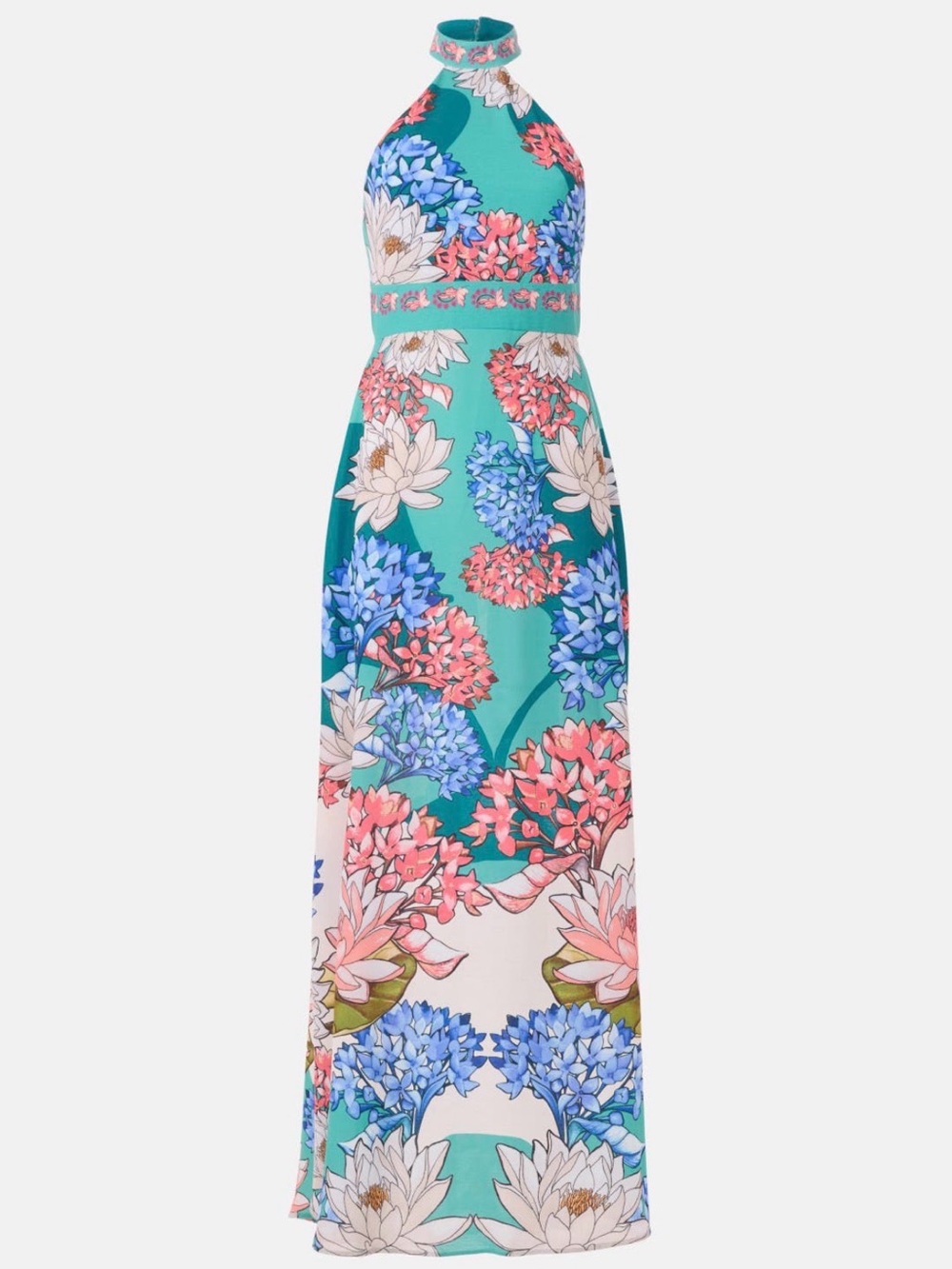 Floral Halter Maxi Dress in Teal and Pink - Picture 4 of 6